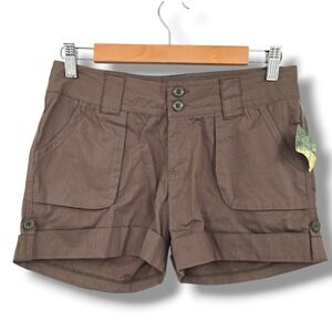 NoFuz Women's Casual Brown Cuffed Shorts Size 5/6 Buttoned Pockets New With‎ Tag